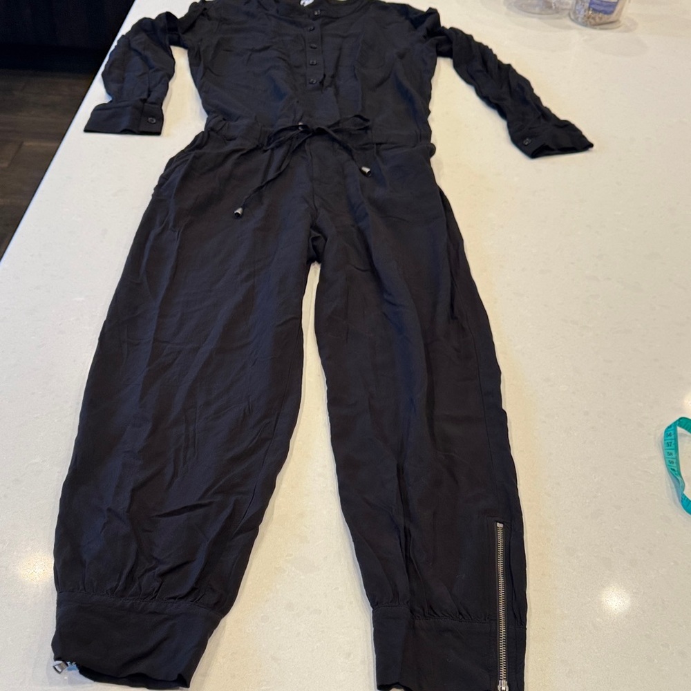 Splendid Charcoal Button-Up, solid black Jumpsuit - image 3